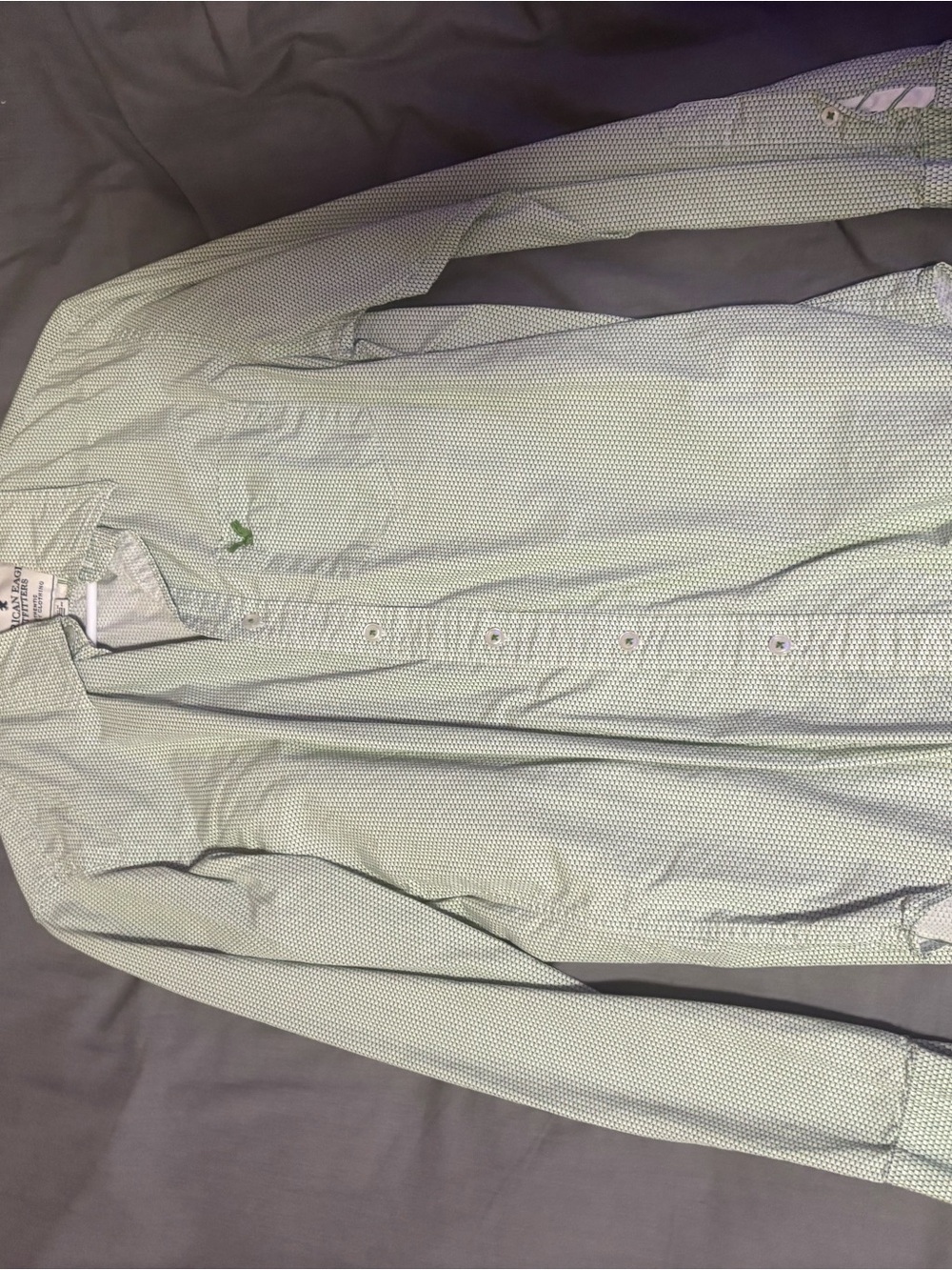 American Eagle Outfitters Light Green Patterned Button-Down Shirt